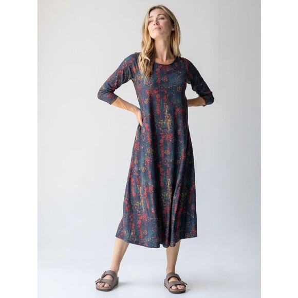 NATURAL LIFE Dresses & Skirts - Natural Life‎ Lottie Maxi Dress Women Small Blue Watercolor Floral Midi Boho NEW